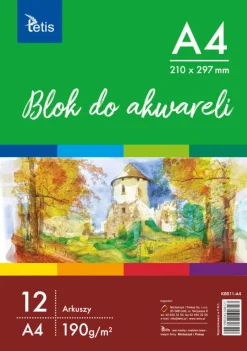 TETIS Blok do akwareli A4 190g 12 arkuszy KB011-A4
