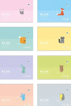 INTERDRUK Blok techniczny A4 kolorowy 10k B&B Kids Pastel mix cena za 1 szt