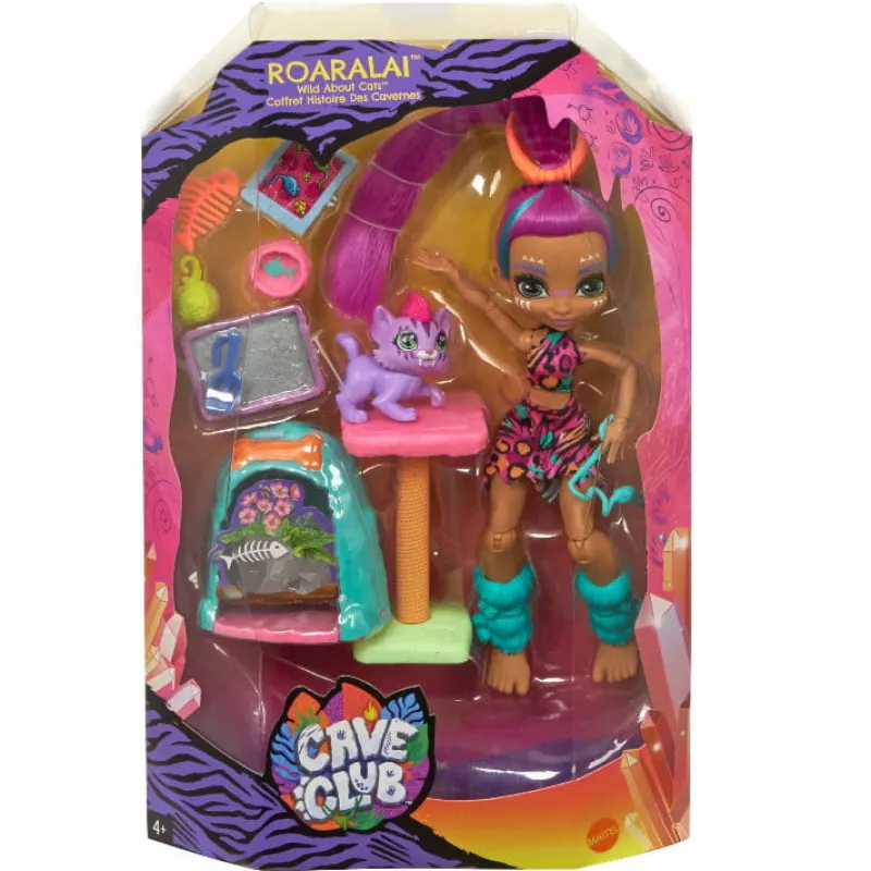 MATTEL Cave Club Lalka Roaralai Jaskiniowa kocia mama zestaw do zabawy