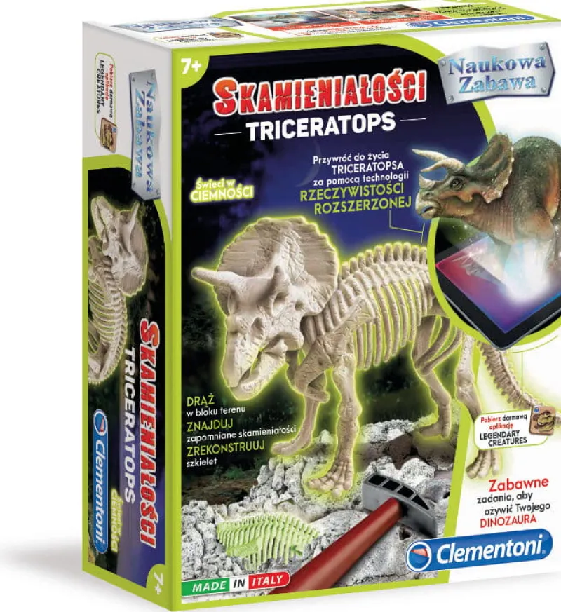 CLEMENTONI Naukowa zabawa - Skamieniałości -Triceratops