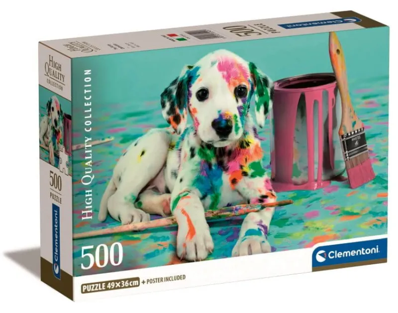 CLEMENTONI Puzzle 500el Compact Dalmatyńczyk z farbami. The Funny Dalmatian 35545