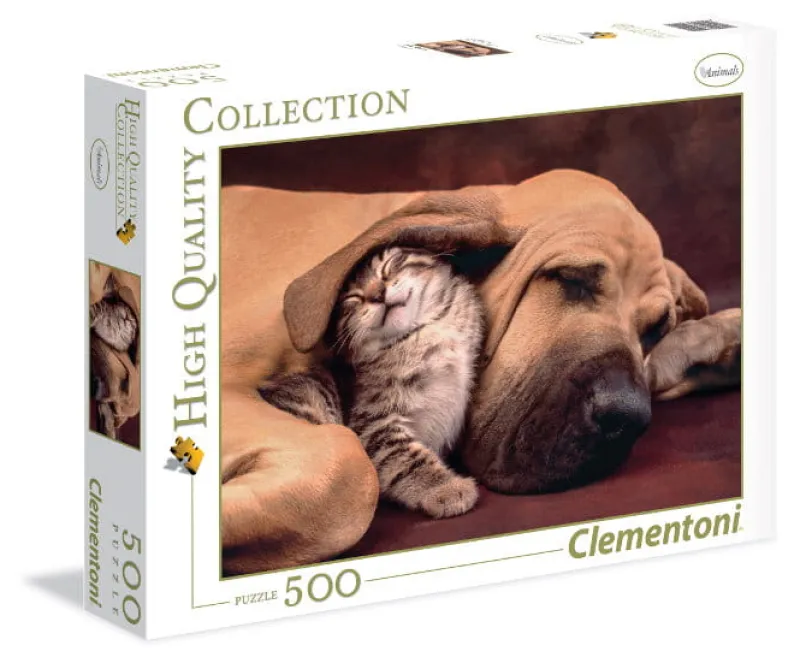 CLEMENTONI Puzzle 500el HQ Fototeca: Pies z kotem