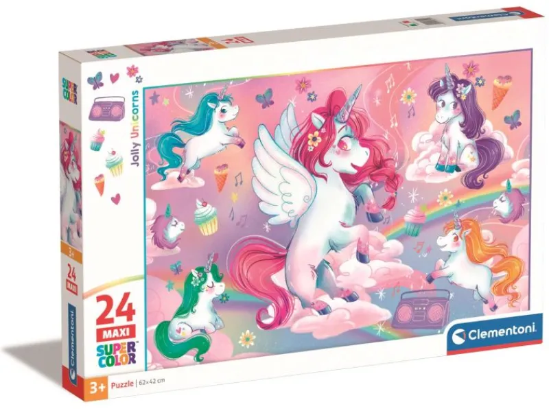 CLEMENTONI Puzzle 24el Maxi SuperColor Jolly Unicorns 28525