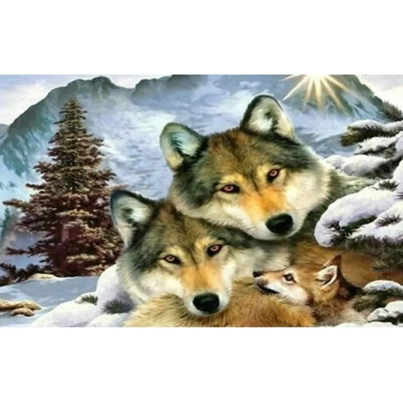 NORIMPEX Diamentowa mozaika 5D Wilki, rodzina 1005263
