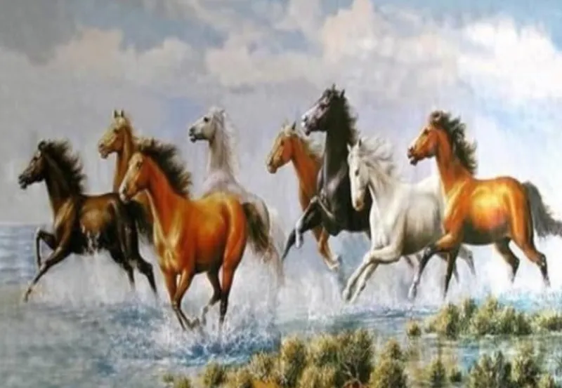 NORIMPEX Diamentowa mozaika Galop koni na wybrzeżu 80x40cm 1009034