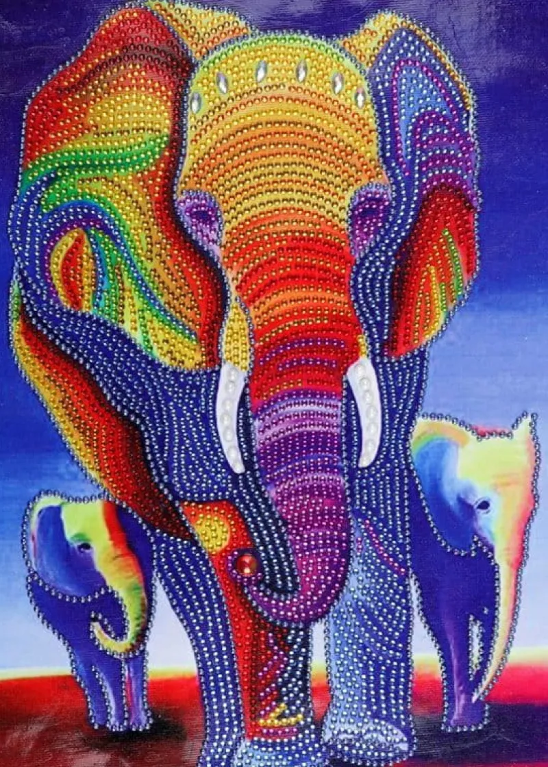 NORIMPEX Diamentowa mozaika Mandala 7D Słonie 40x30cm 1006613