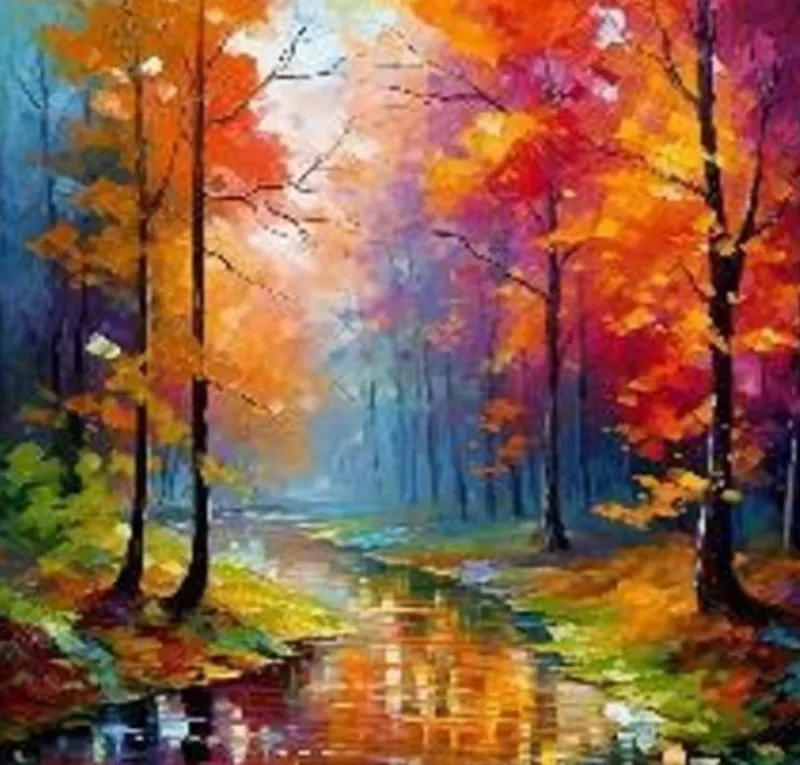 NORIMPEX Diamentowa mozaika Rzeka jesienią 30x40cm 2000121