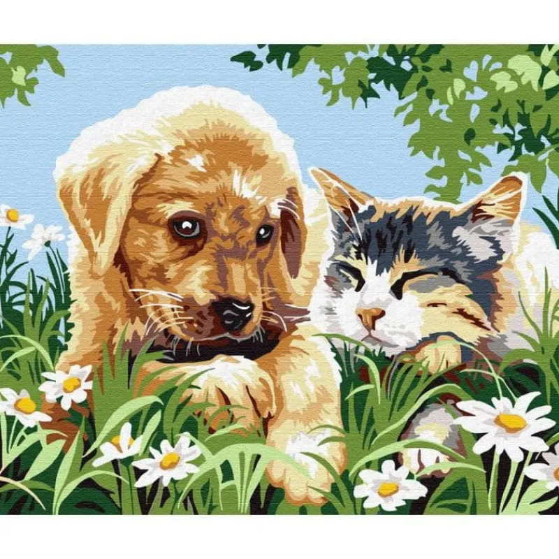 NORIMPEX Diamentowa mozaika Szczeniak z kotem 30x40cm 1006961