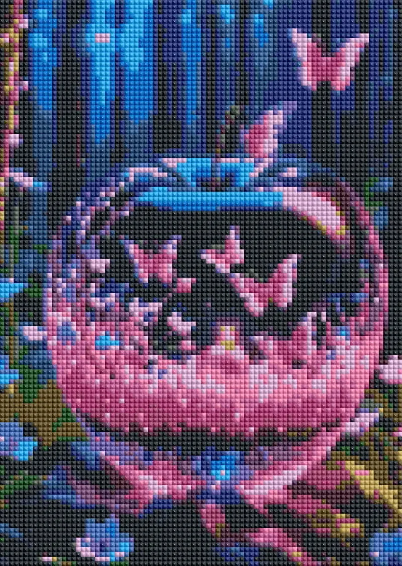 NORIMPEX Diamentowa mozaika Szklane jabłko z motylami 30x40cm 2001395