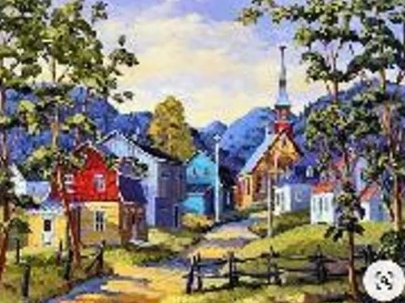 NORIMPEX Diamentowa mozaika Widok na miasteczko z górami w tle 30x40cm 1008302