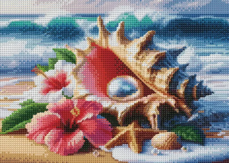 NORIMPEX Diamentowa mozaika Wybrzeże Piękna muszla z perłą 30x40cm 2001383
