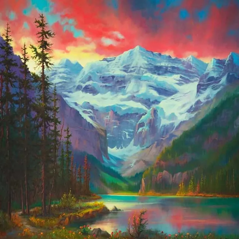 NORIMPEX Diamentowa mozaika Zachód słońca w górach 30x40cm 1009192