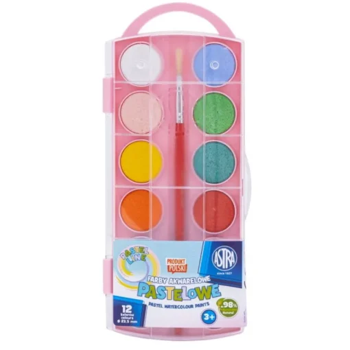 ASTRA Farby akwarelowe pastelowe 12 kolorów - średnica 23,5mm JM 302123002 mix cena za 1 szt