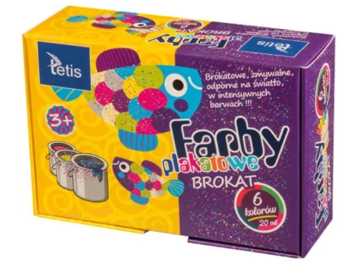 TETIS Farby plakatowe brokatowe 6 kolorów -
