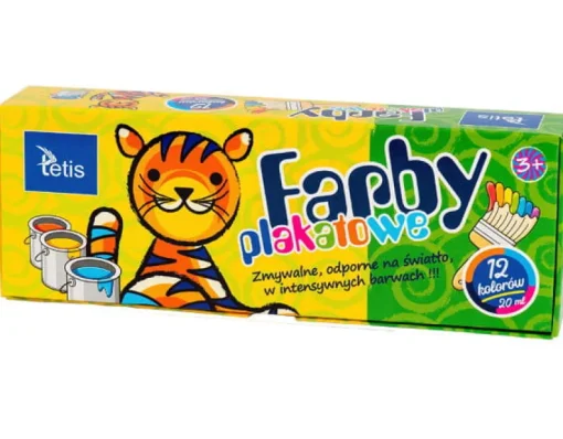 TETIS Farby plakatowe 12kol 20ml