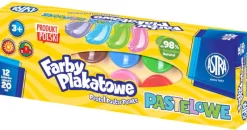 ASTRA Farby plakatowe pastelowe 12 kolorów - 20 ml 301121003