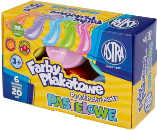 ASTRA Farby plakatowe pastelowe 6 kolorów 20 ml