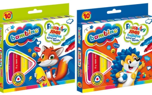 MAJEWSKI Flamastry Jumbo trójkątne, 10 kolorów BAMBINO