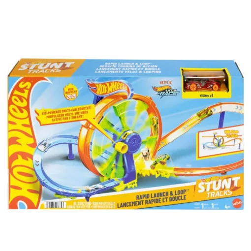 MATTEL Hot Wheels Stunt Tracks Zestaw Wyścigowa Turbo Pętla tor samochodowy + autko JBX65
