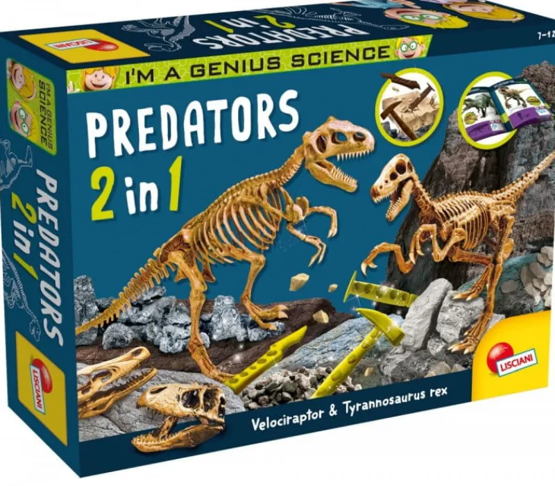 LISCIANI GIOCHI I'm a Genius Mały Geniusz Predators 2w1 skamieniałości szkielet 95421 LISCIANI