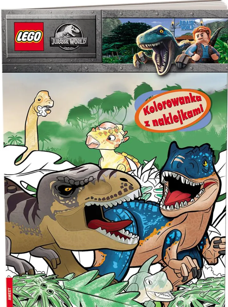 Dzieci AMEET Kolorowanka z naklejkami LEGO JURASSIC WORLD NA-6202