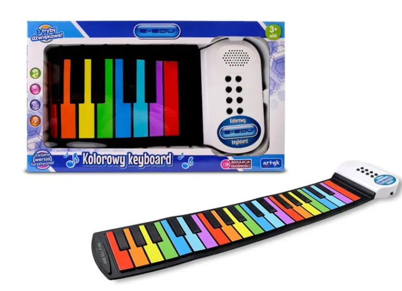 ARTYK Kolorowy Keyboard E-Edu zwijany 63cm (3 tryby dźwiękowe) 169755