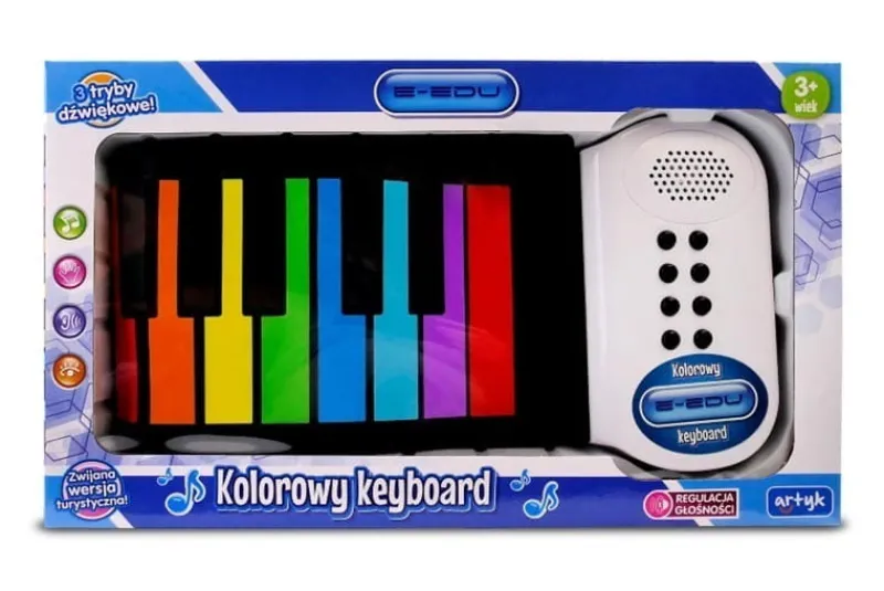 ARTYK Kolorowy Keyboard E-Edu zwijany 63cm (3 tryby dźwiękowe) 169755