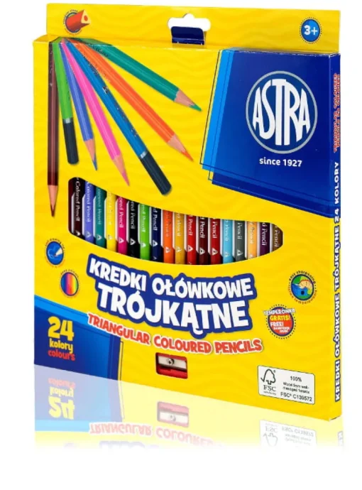 ASTRA Kredki 24 kolorów trójkątne