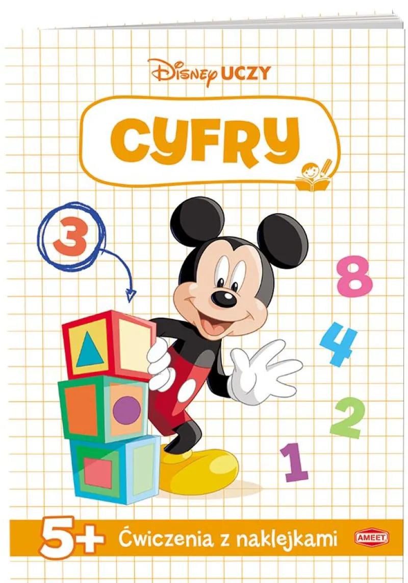 Dzieci AMEET Książeczka Disney uczy. Miki. Ćwiczenia z naklejkami. Cyfry UDN-9308