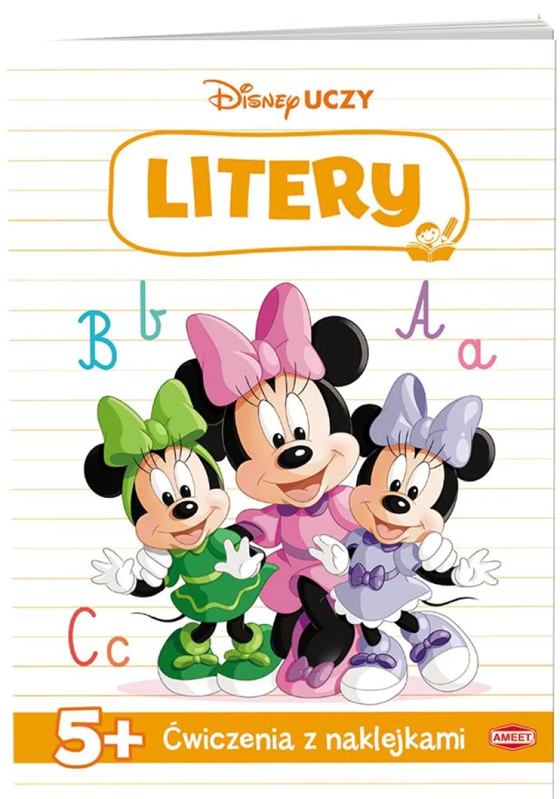 Dzieci AMEET Książeczka Disney uczy. Minnie. Ćwiczenia z naklejkami. Litery UDN-9307