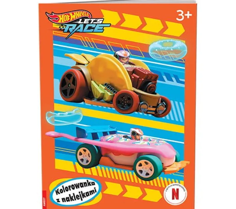 Dzieci AMEET Książeczka Hot Wheels. Let's race. Kolorowanka z naklejkami NA-1601
