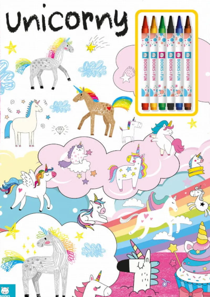 Dzieci BooksAndFun Książeczka Kredka świecowa. Unicorny Jednorożce