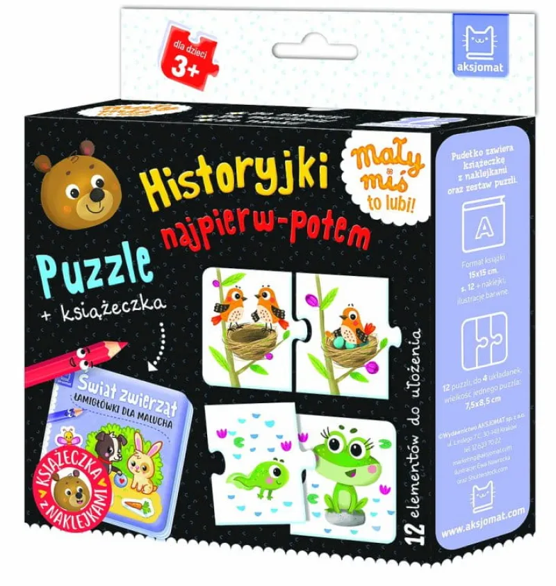 Dzieci AKSJOMAT Książeczka Mały Miś to lubi! 3+ Historyjki najpierw-potem. Puzzle + książeczka