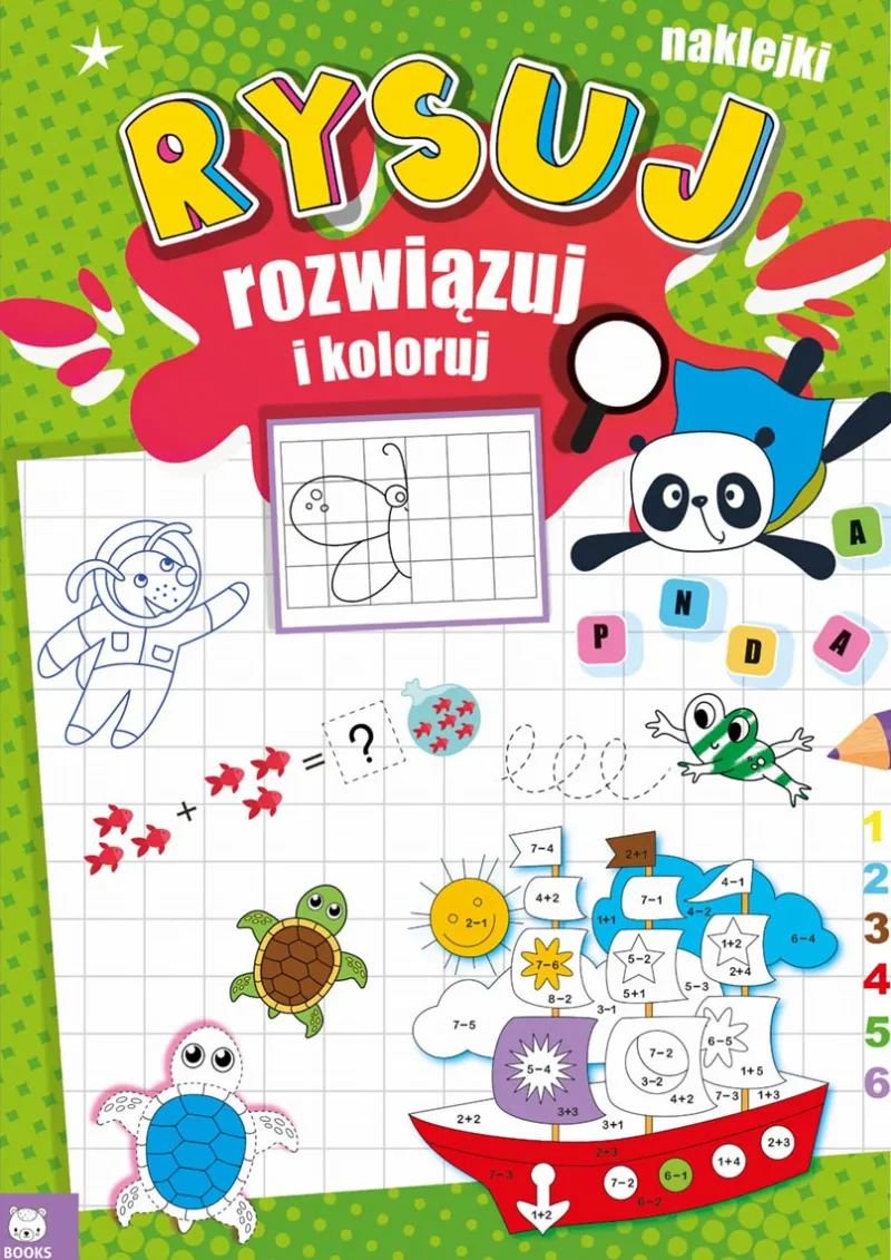 Dzieci BooksAndFun Książeczka Rysuj, rozwiązuj i koloruj