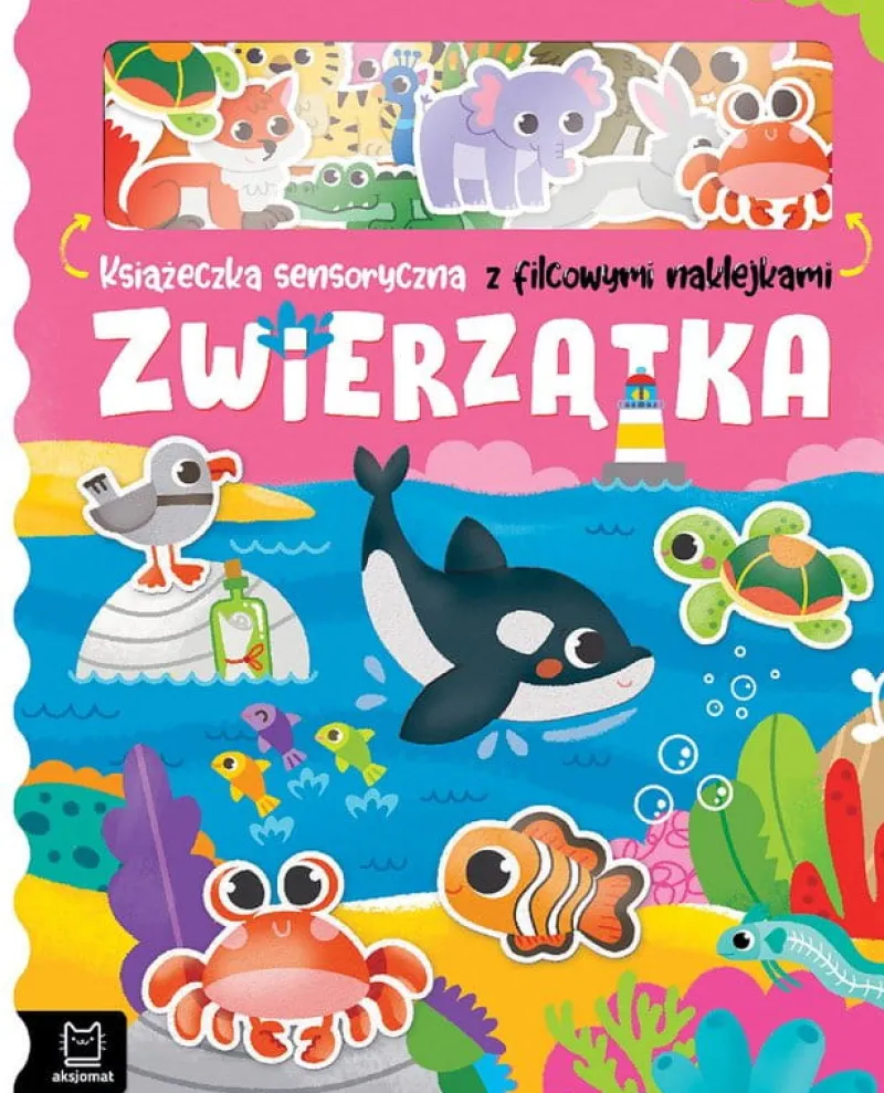 Dzieci AKSJOMAT Książeczka sensoryczna z filcowymi naklejkami. Zwierzątka