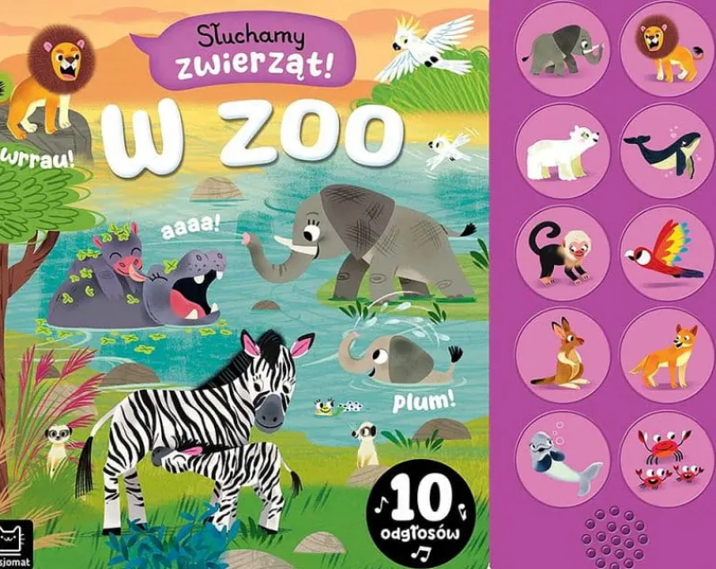 Dzieci AKSJOMAT Książeczka Słuchamy zwierząt! W zoo. 10 odgłosów