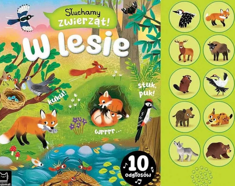 Dzieci AKSJOMAT Książeczka z dźwiękami. Słuchamy zwierząt! W lesie. 10 odgłosów