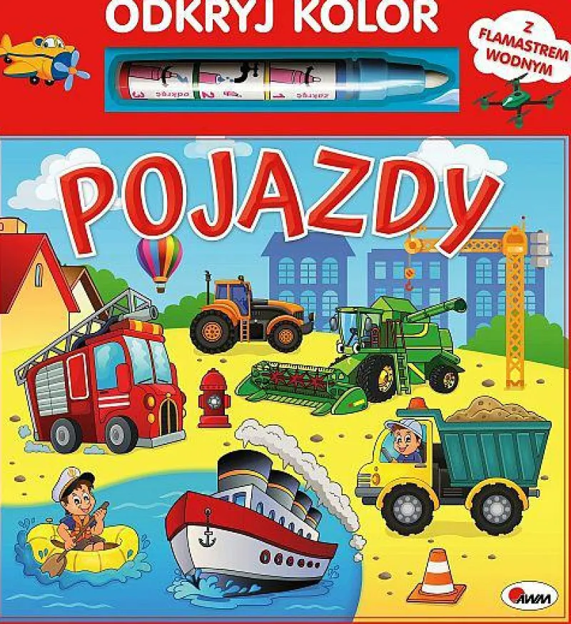 Dzieci MOREX Książka Malowanka wodna - odkryj kolor pojazdy