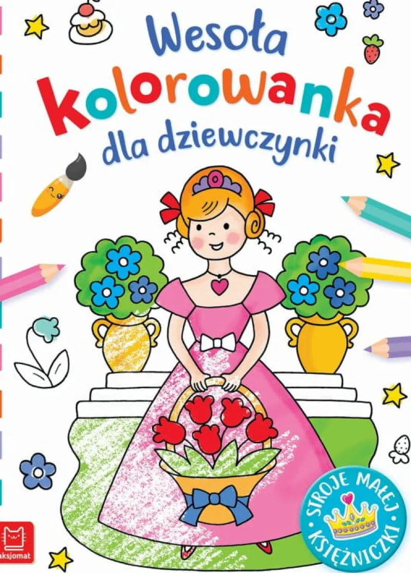 Dzieci AKSJOMAT Książka Wesoła kolorowanka dla dziewczynki. Stroje małej księżniczki