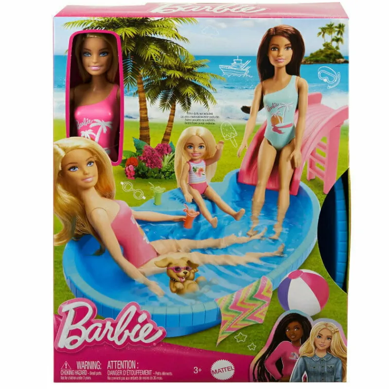 MATTEL Lalka Barbie z basenem i zjeżdżalnią HRJ74