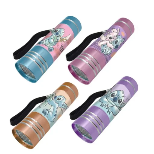 KIDS EUROSWAN Latarka aluminiowa LED 9cm 4 wzory Stitch ST00048 mix cena za 1 szt