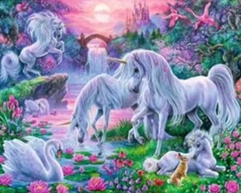 NORIMPEX Malowanie po numerach Jednorożce 40x50cm 1005532