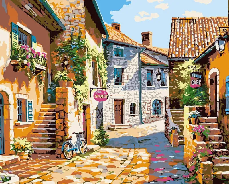 NORIMPEX Malowanie po numerach Kamienna uliczka we Włoszech 50x40cm 2000372