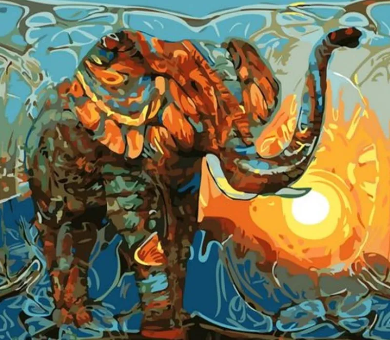 NORIMPEX Malowanie po numerach Słoń i słońce 40x50cm 1008909