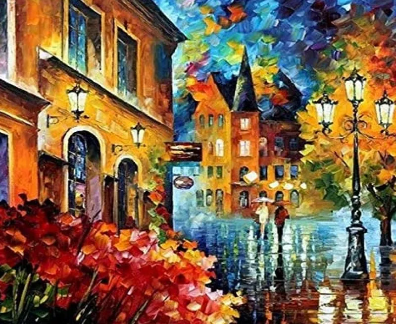 NORIMPEX Malowanie po numerach 40x50cm Miasteczko spacer przyjaciółek 1007673