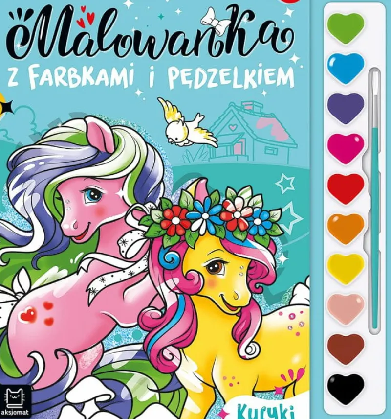 Dzieci AKSJOMAT Malowanka z farbkami i pędzelkiem. Kucyki