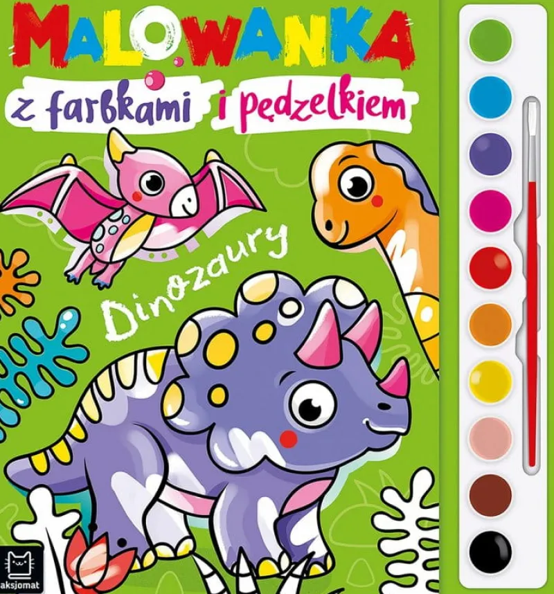 Dzieci AKSJOMAT Malowanka z farbkami i pędzelkiem. Dinozaury