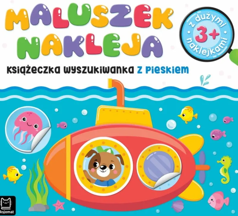 Dzieci AKSJOMAT Maluszek nakleja. Książeczka wyszukiwanka z pieskiem 3+, z dużymi naklejkami