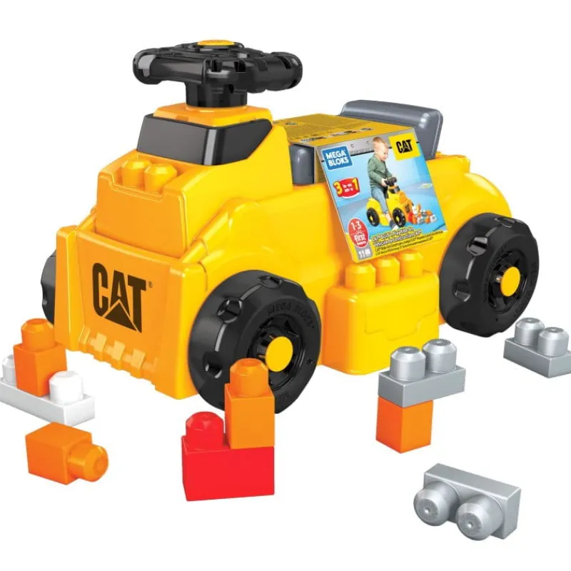 MATTEL MEGA BLOKS CAT Pojazd jeździk 3w1 + klocki HDJ29