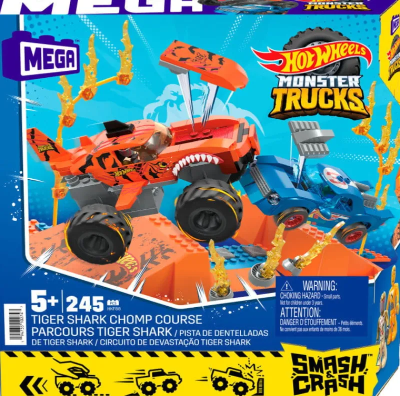 MATTEL MEGA BLOKS Hot Wheels MT Tiger Shark Kaskaderski skok Zestaw klocków 245el HKF88
